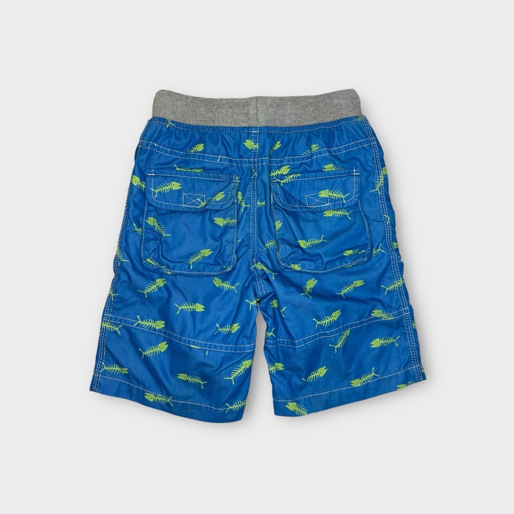 Mini Boden Green Fish Bone Pattern Blue Pull On Shorts - Picture 5 of 5